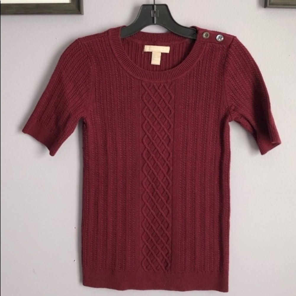 Banana Republic Dark Red Cable Knit Sweater